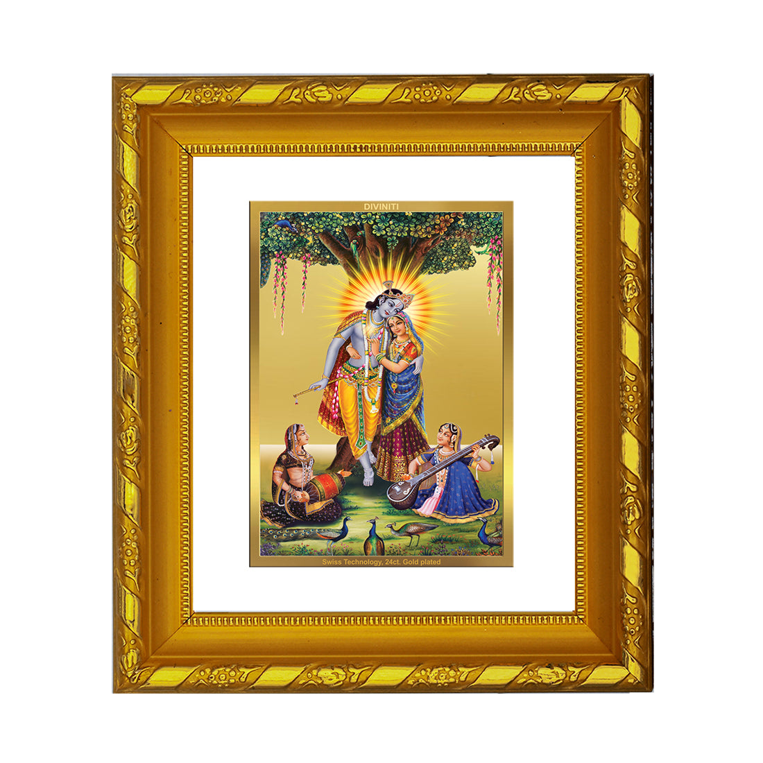 DIVINITI 24K Gold Plated Radha Krishna Photo Frame For Home Wall