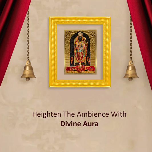 Diviniti 24K Gold Plated Ram Lalla Photo Frame For Home Decor Showpiece, Wall Hanging, Puja & Gift (44.4 CM X 37 CM)