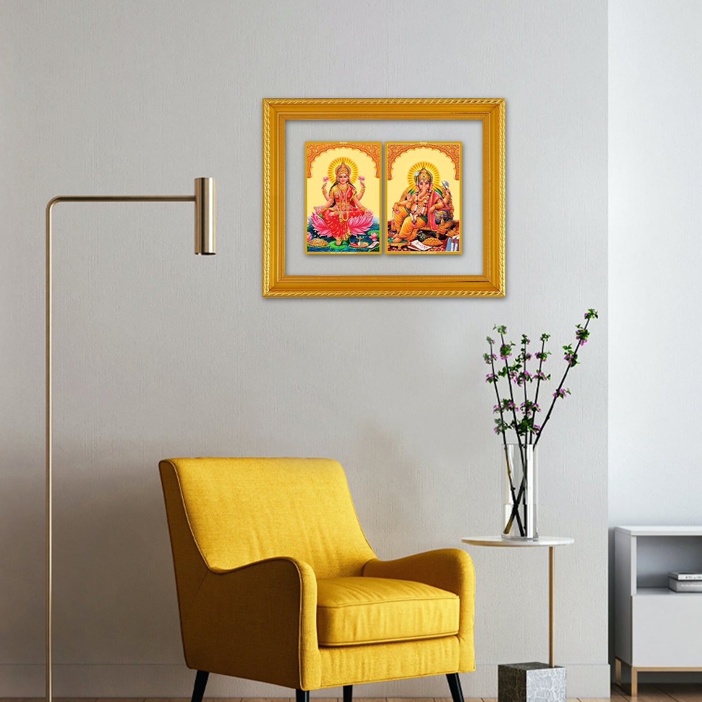 Diviniti 24K Gold Plated Lakshmi Ganesha Customized Photo Frame For Wedding Gift