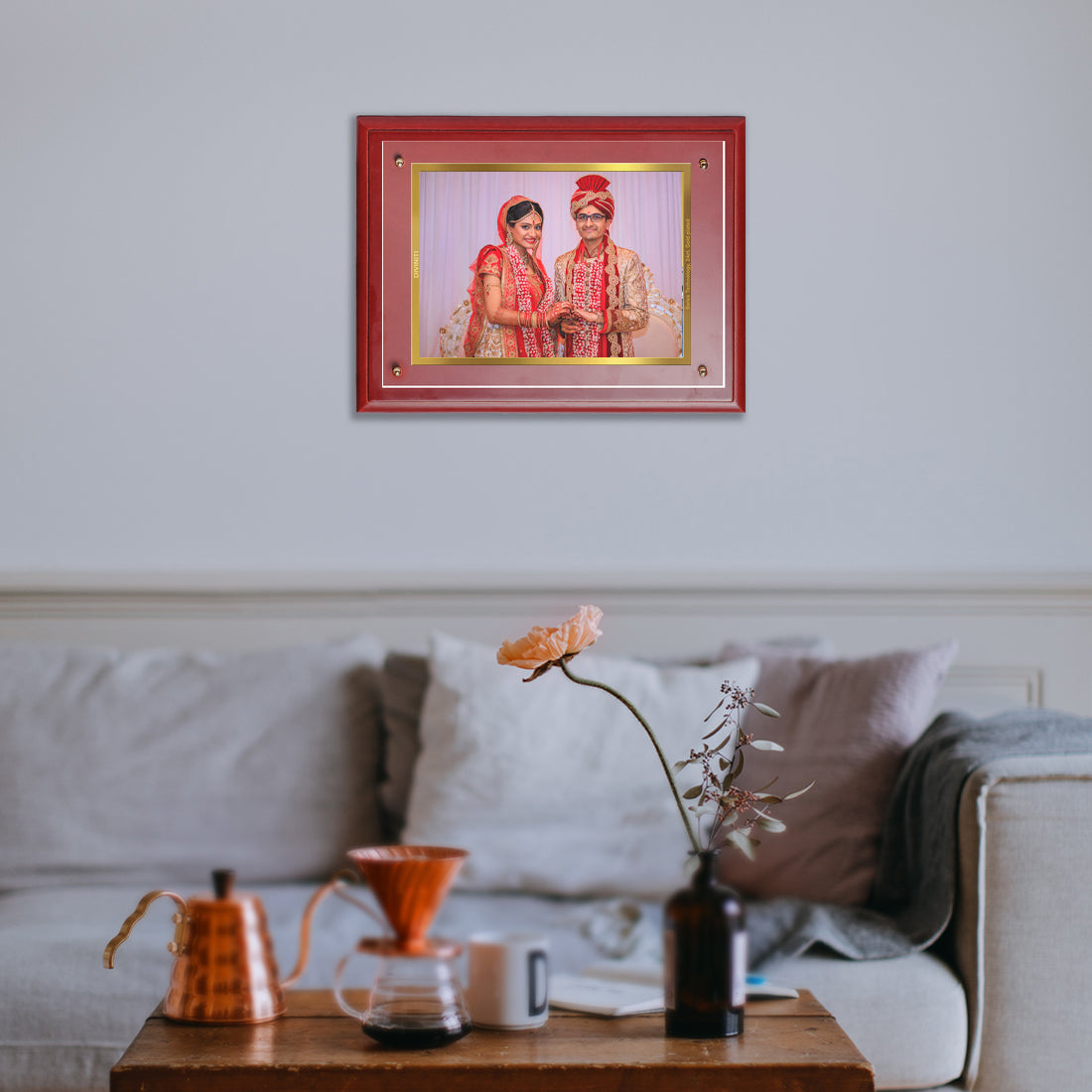 Diviniti Photo Frame With Customized Photo Printed on 24K Gold Plated Foil| Personalized Gift for Birthday, Marriage Anniversary & Celebration With Loved Ones| MDF Frame Size 3