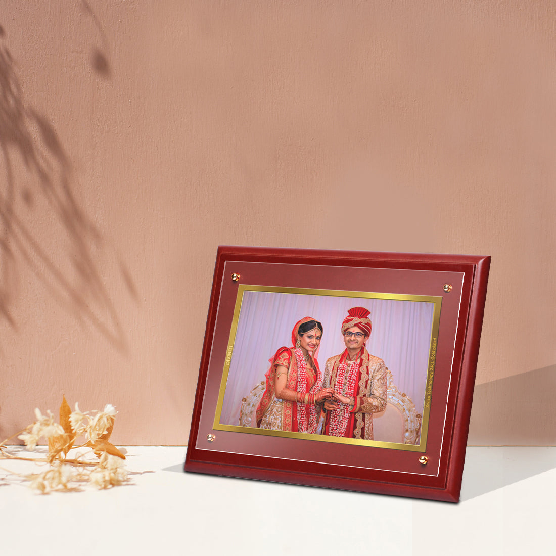 Diviniti Photo Frame With Customized Photo Printed on 24K Gold Plated Foil| Personalized Gift for Birthday, Marriage Anniversary & Celebration With Loved Ones| MDF Frame Size 3
