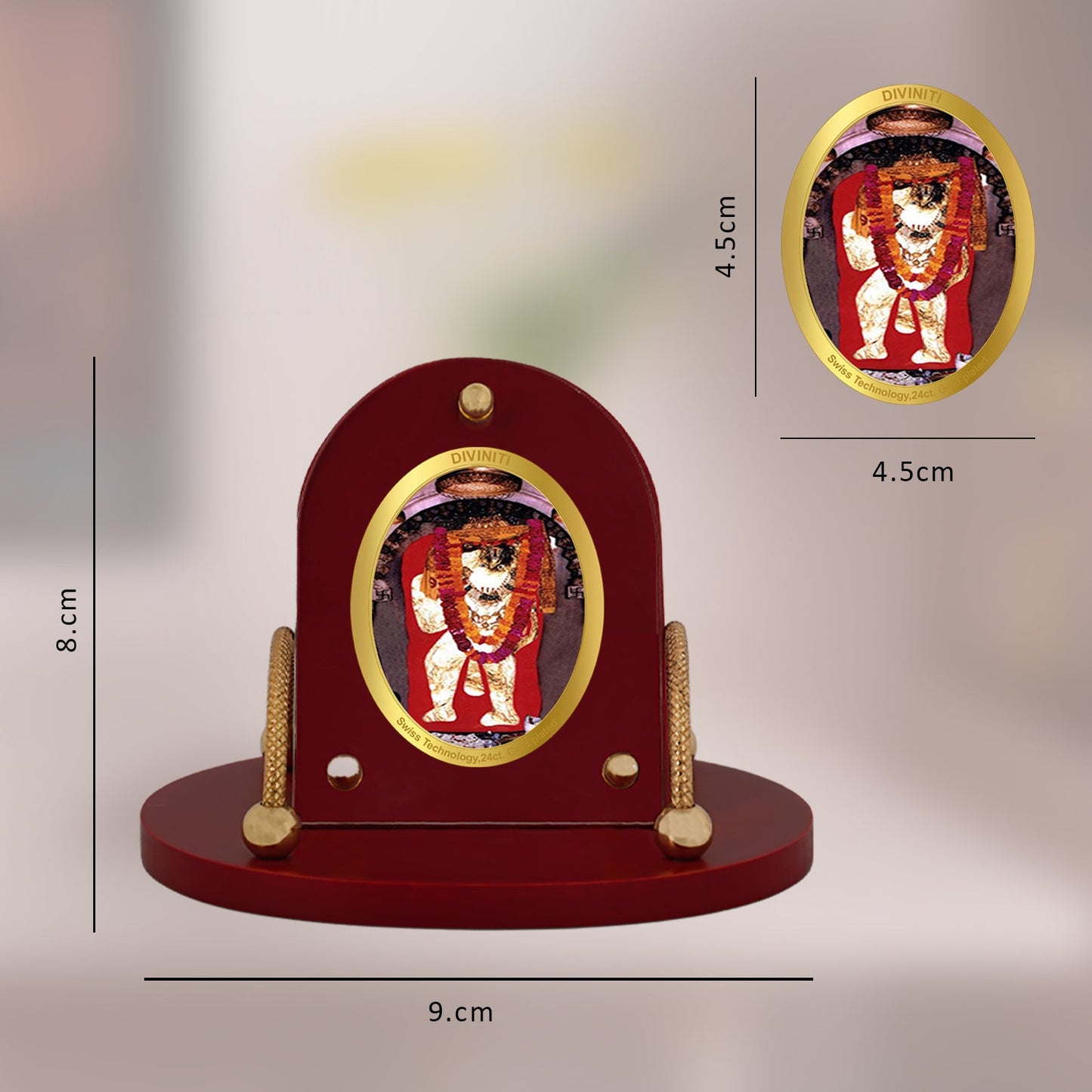 Diviniti 24K Gold Plated Mehandipur Balaji Frame for Car Dashboard, Home Decor, Table & Office (8 x 9 CM)