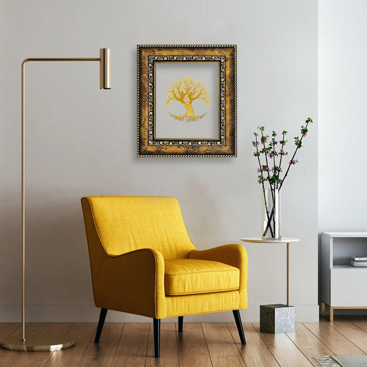 Diviniti 24K Gold Plated Tree of Life Photo Frame For Home Decor & Wall Hanging (20.8 CM X 16.7 CM)