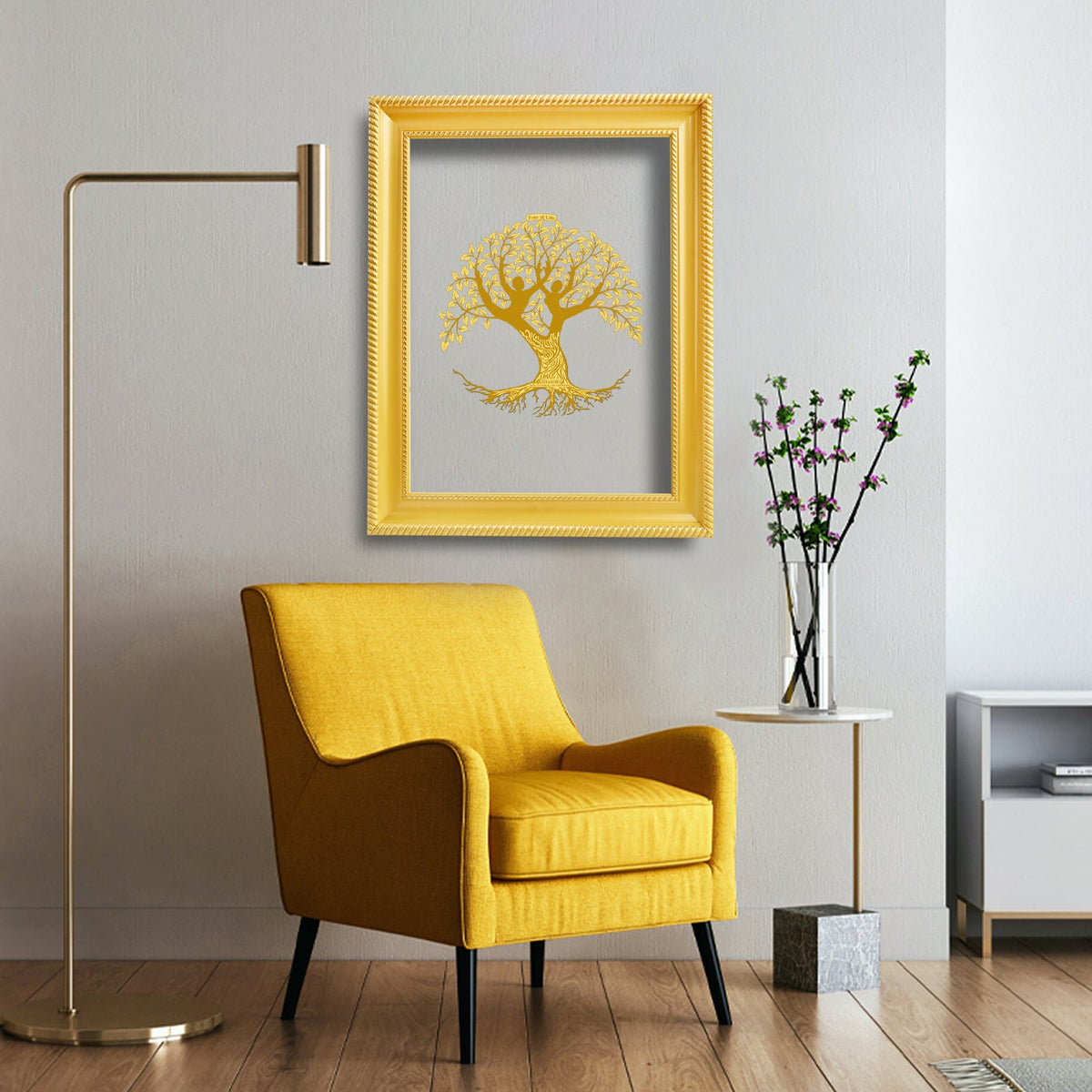 Diviniti 24K Gold Plated Tree of Life Photo Frame For Home Decor & Wall Hanging (32.5 CM X 25.5 CM)