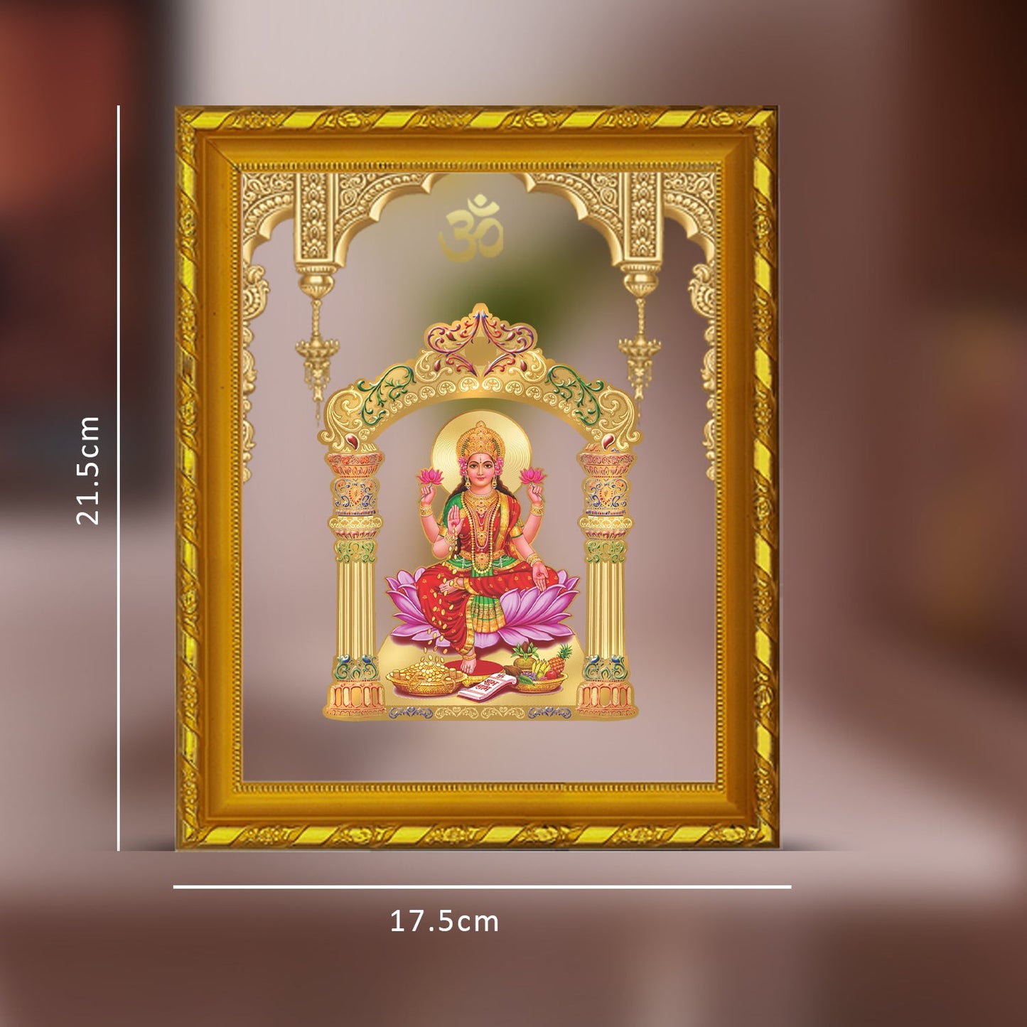 Diviniti 24K Gold Plated Laxmi Mata Photo Frame for Home Decor Showpiece (21.5 CM x 17.5 CM)