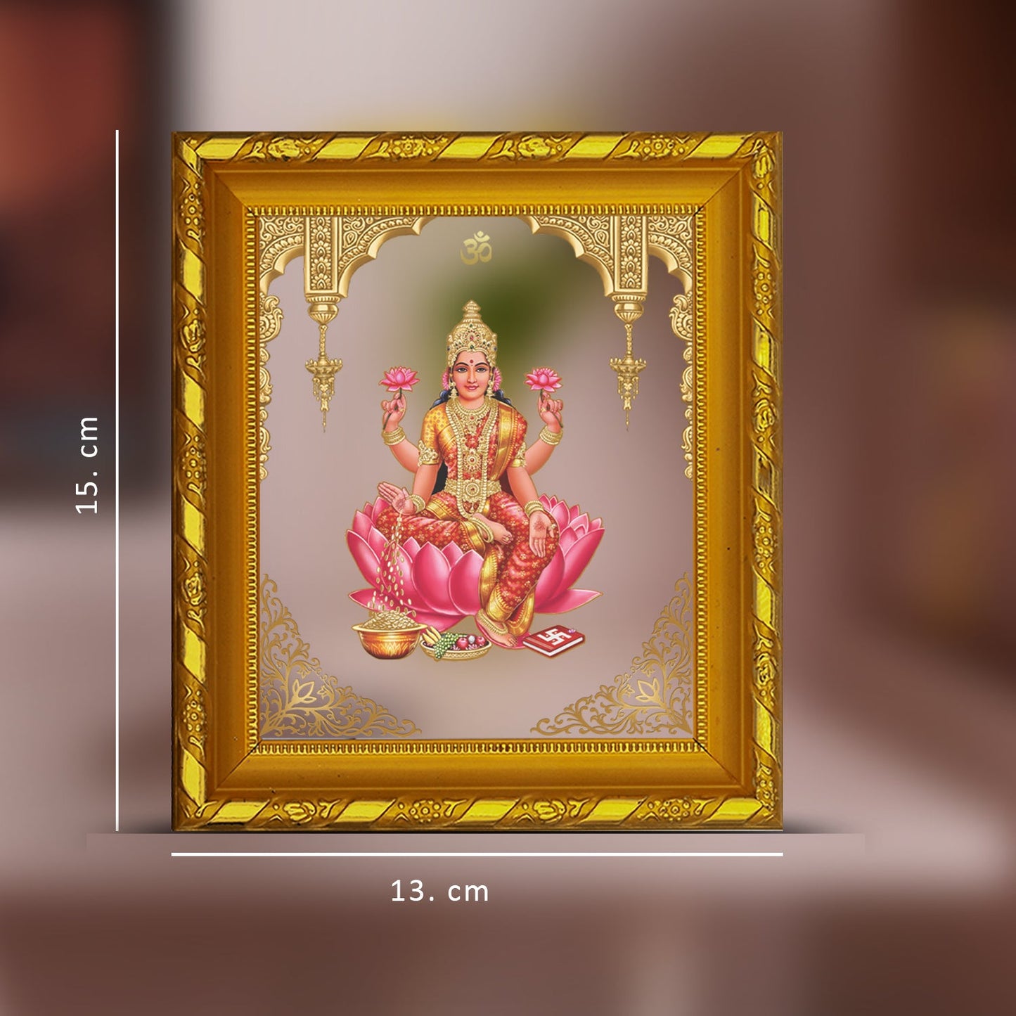 Diviniti 24K Gold Plated Laxmi Mata Photo Frame for Home Decor, Table (15 CM x 13 CM)