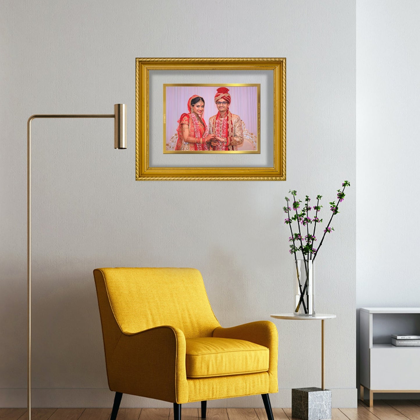 Diviniti Photo Frame With Customized Photo Printed on 24K Gold Plated Foil| Personalized Gift for Birthday, Marriage Anniversary & Celebration With Loved Ones|DG 056 S2.5