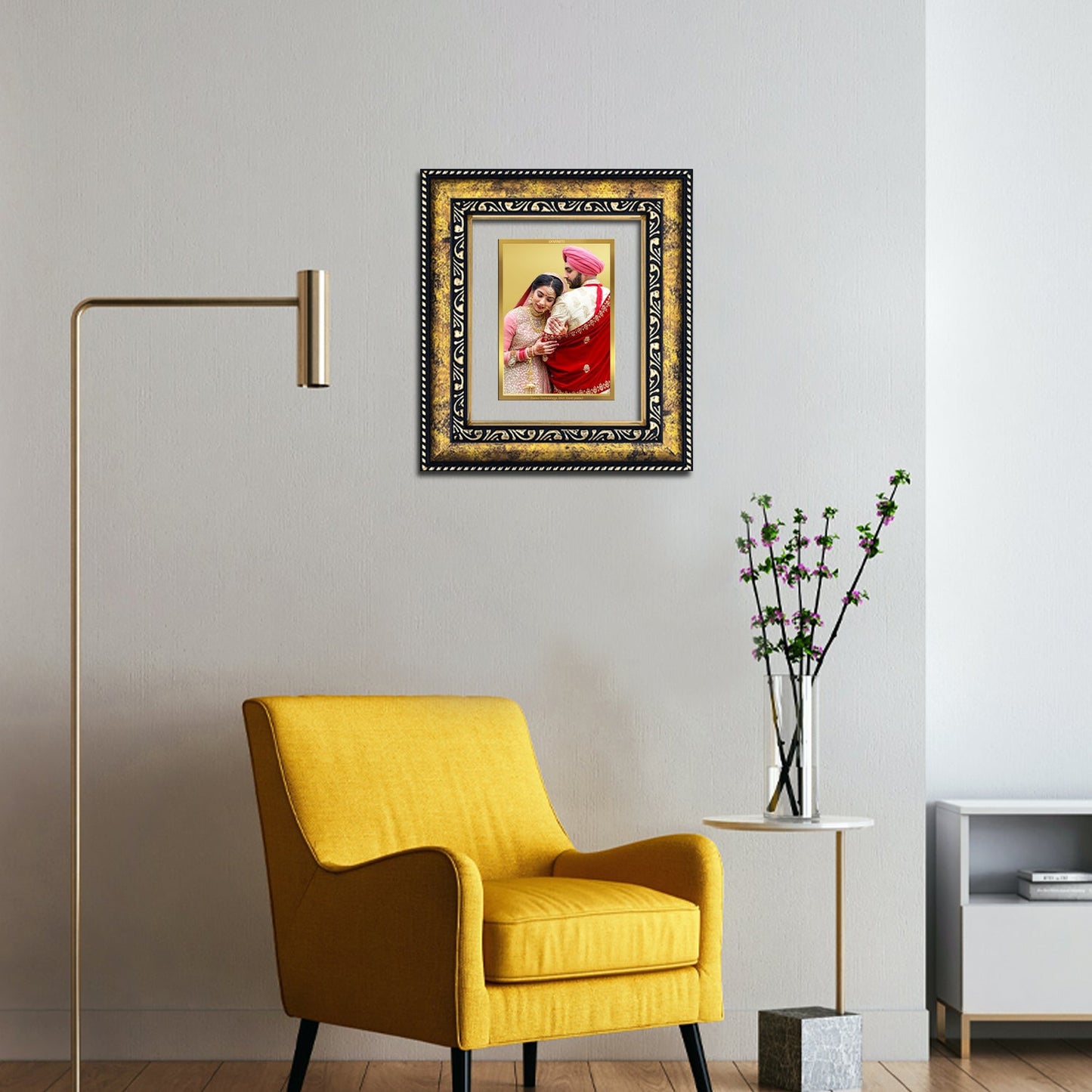 Diviniti Photo Frame With Customized Photo Printed on 24K Gold Plated Foil| Personalized Gift for Birthday, Marriage Anniversary & Celebration With Loved Ones|DG 113 S2