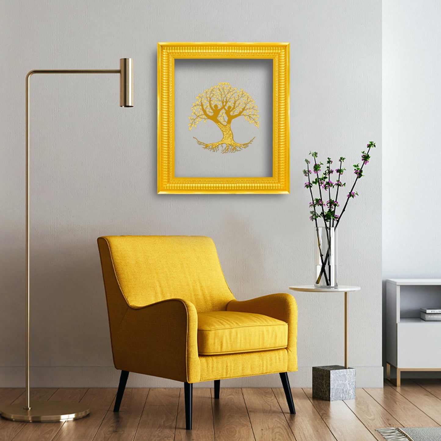 Diviniti 24K Gold Plated Tree of Life Photo Frame For Home Decor & Wall Hanging (44.4 CM X 37 CM)