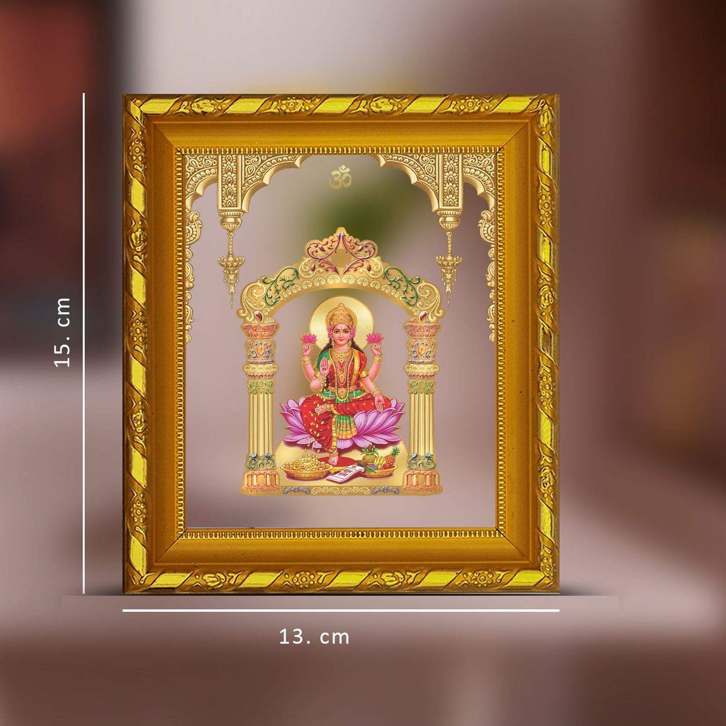 Diviniti 24K Gold Plated Laxmi Mata Photo Frame for Home Decor, Table (15 CM x 13 CM)