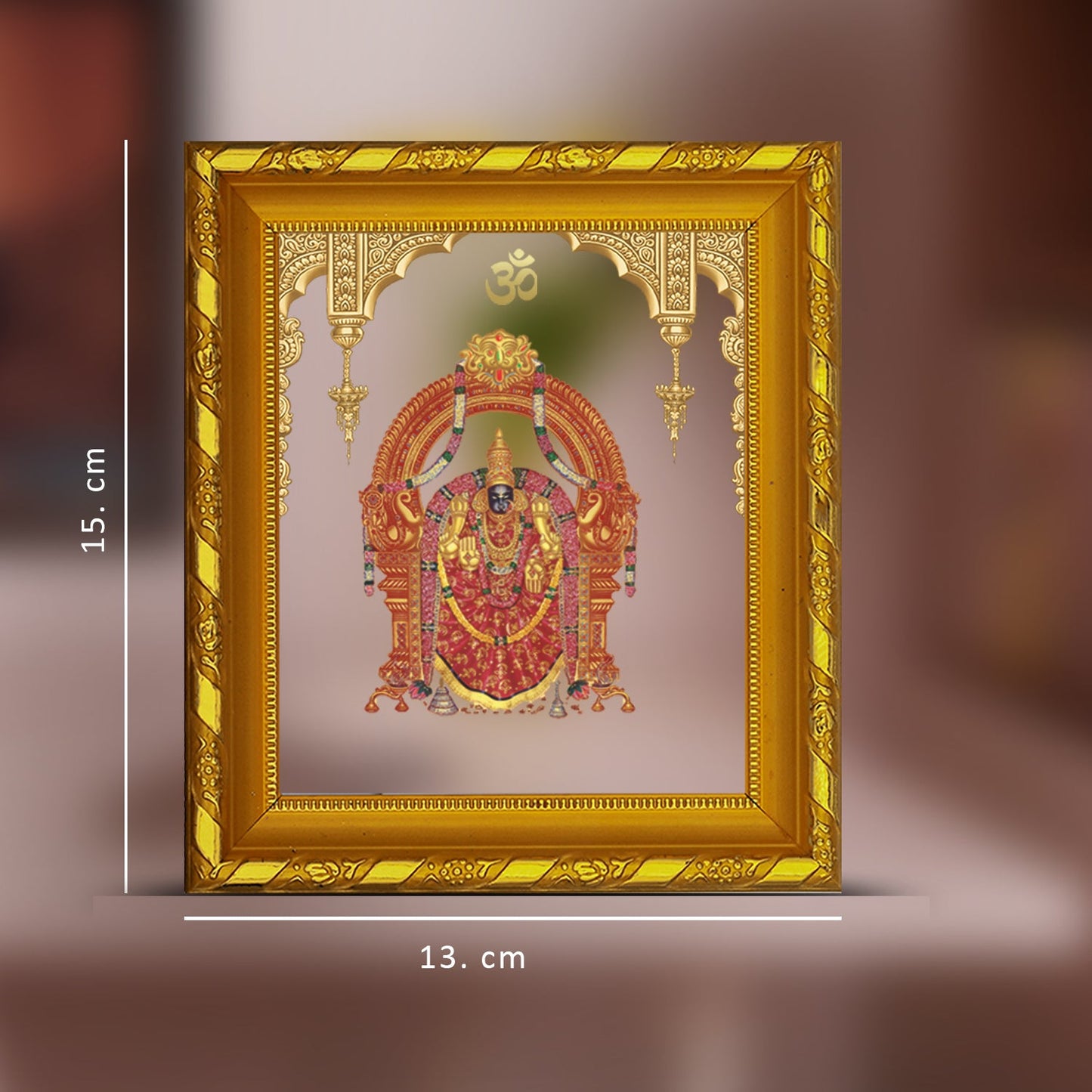 Diviniti 24K Gold Plated Padmavathi Photo Frame for Home Decor, Table (15 CM x 13 CM)