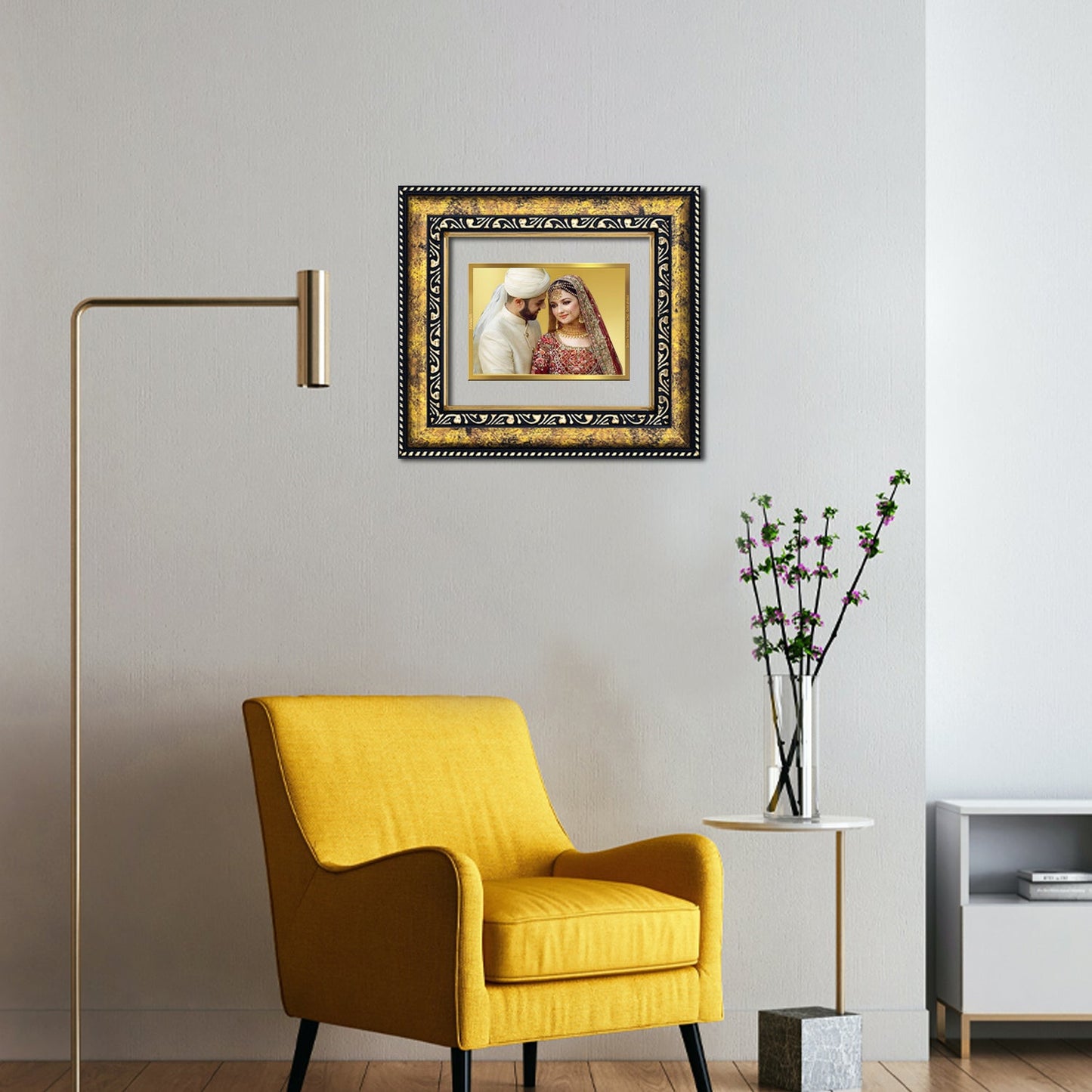 Diviniti Photo Frame With Customized Photo Printed on 24K Gold Plated Foil| Personalized Gift for Birthday, Marriage Anniversary & Celebration With Loved Ones|DG 113 S2