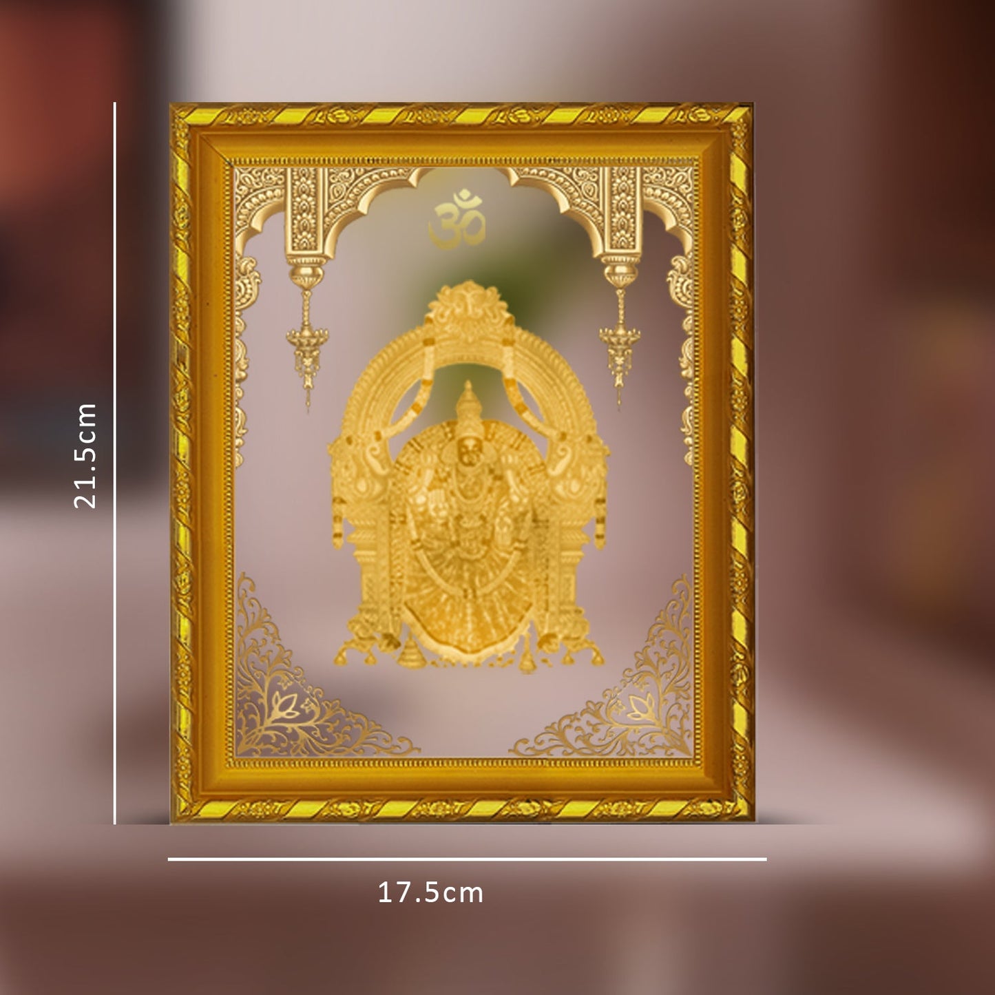 Diviniti 24K Gold Plated Padmavathi Photo Frame for Home Decor Showpiece (21.5 CM x 17.5 CM)