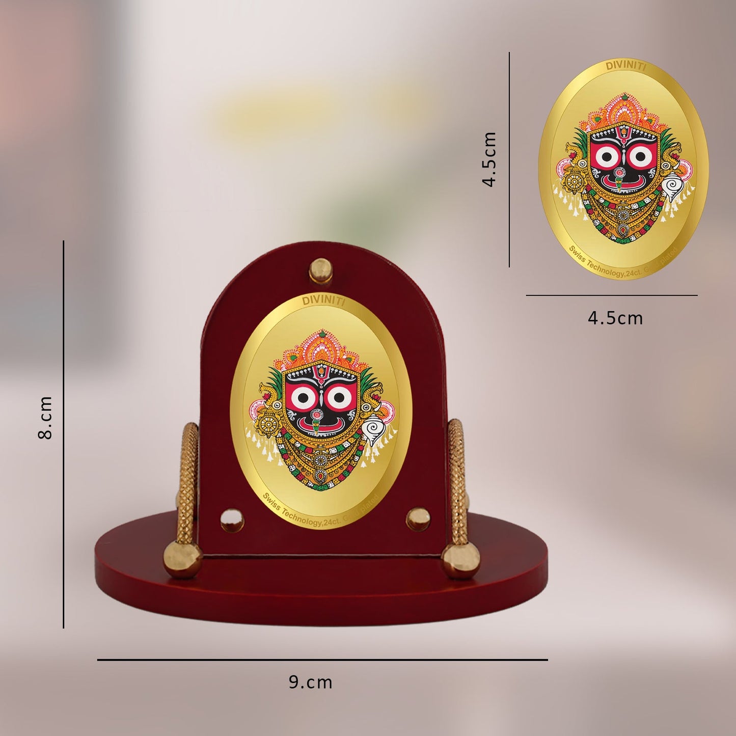 Diviniti 24K Gold Plated Jagannath Ji Frame for Car Dashboard, Home Decor, Table & Office (8 CM x 9 CM)