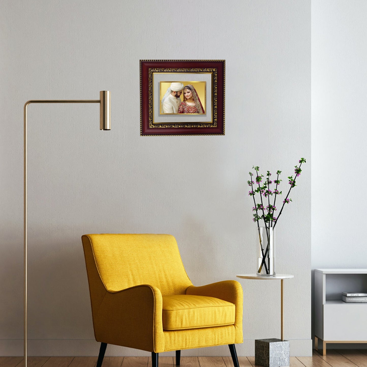 Diviniti Photo Frame With Customized Photo Printed on 24K Gold Plated Foil| Personalized Gift for Birthday, Marriage Anniversary & Celebration With Loved Ones|DG 105 S1