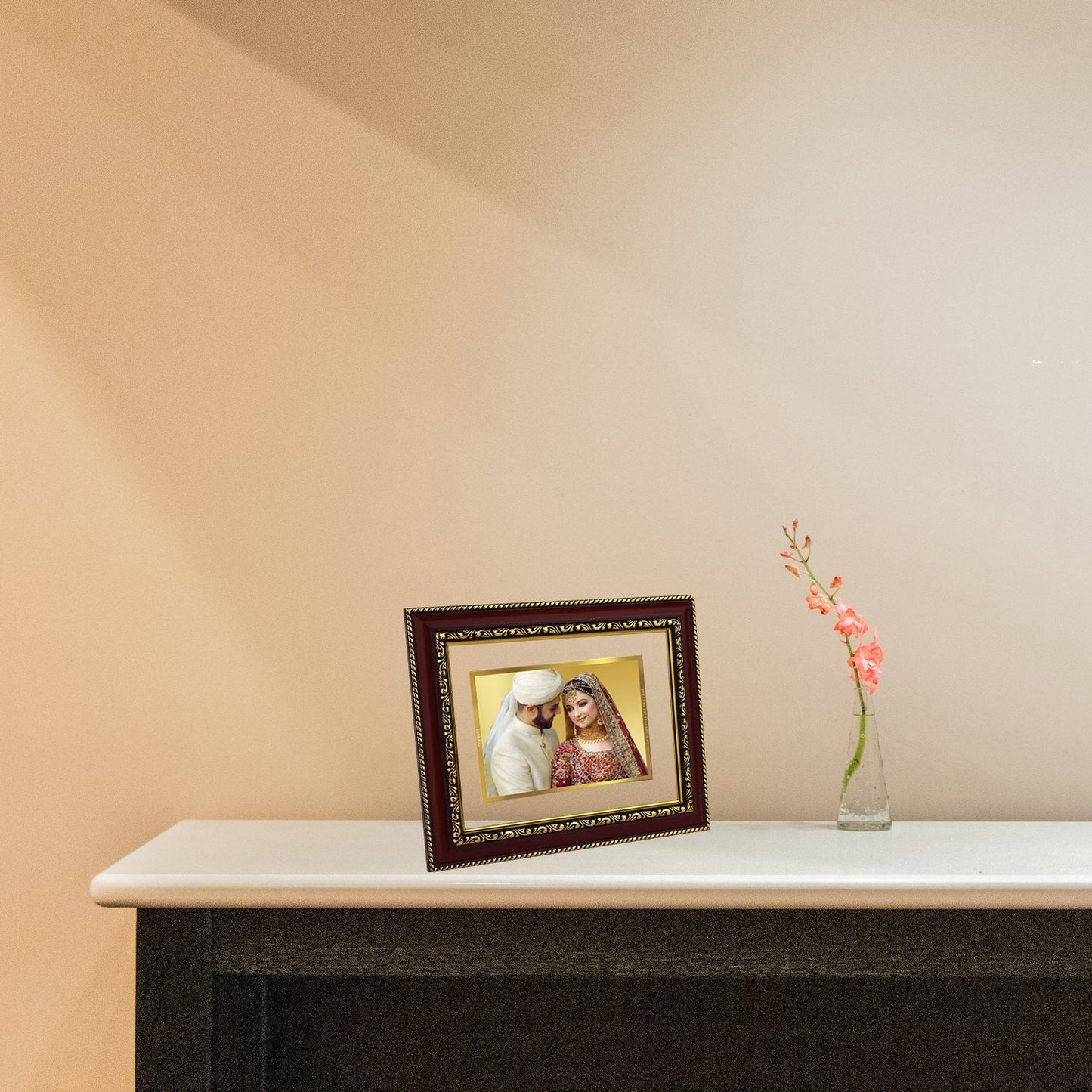 Diviniti Photo Frame With Customized Photo Printed on 24K Gold Plated Foil| Personalized Gift for Birthday, Marriage Anniversary & Celebration With Loved Ones|DG 105 S2