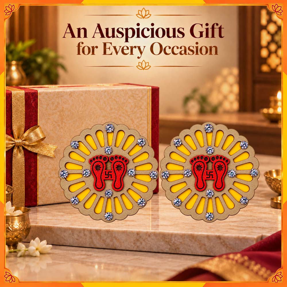 Charan Shubh Labh Decorative Pair | Auspicious Diwali Puja Room & Entrance Décor