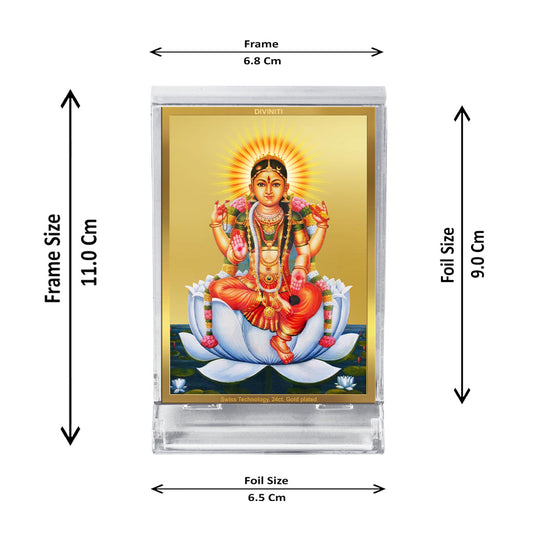 Diviniti 24K Gold Plated Tripura Devi Frame For Car Dashboard, Home Decor, Table Top, Puja, Gift (11 x 6.8 CM)
