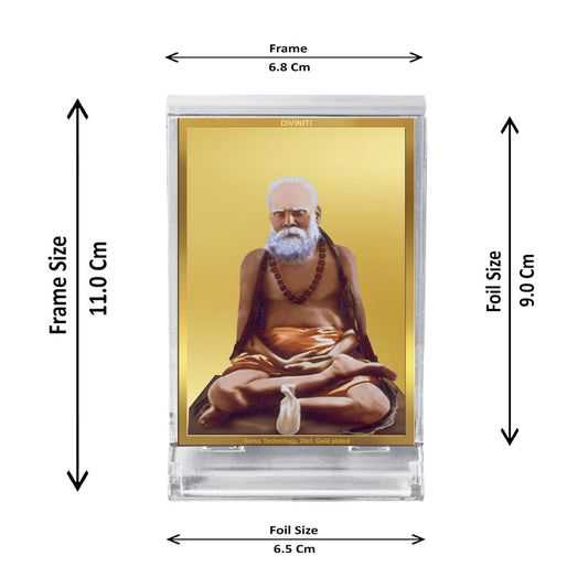 Diviniti 24K Gold Plated Pamban Swamigal Frame For Car Dashboard, Home Decor, Table Top, Gift (11 x 6.8 CM)