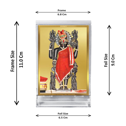 Diviniti 24K Gold Plated Dwarkadhish Frame For Car Dashboard, Home Decor, Table Top, Puja, Gift (11 x 6.8 CM)