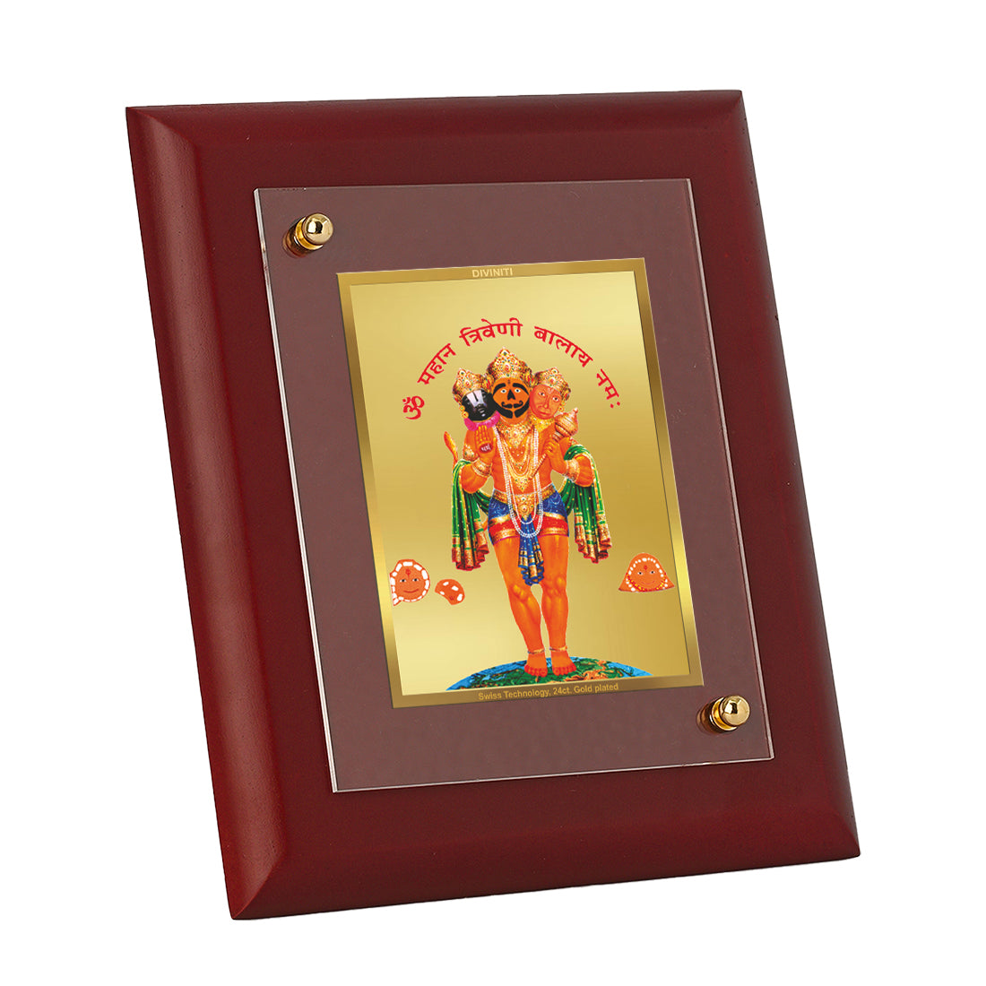 Diviniti 24K Gold Plated Triveni Balaji Photo Frame For Home Decor, Wall Decor, Table, Worship, Gift (16 x 13 CM)