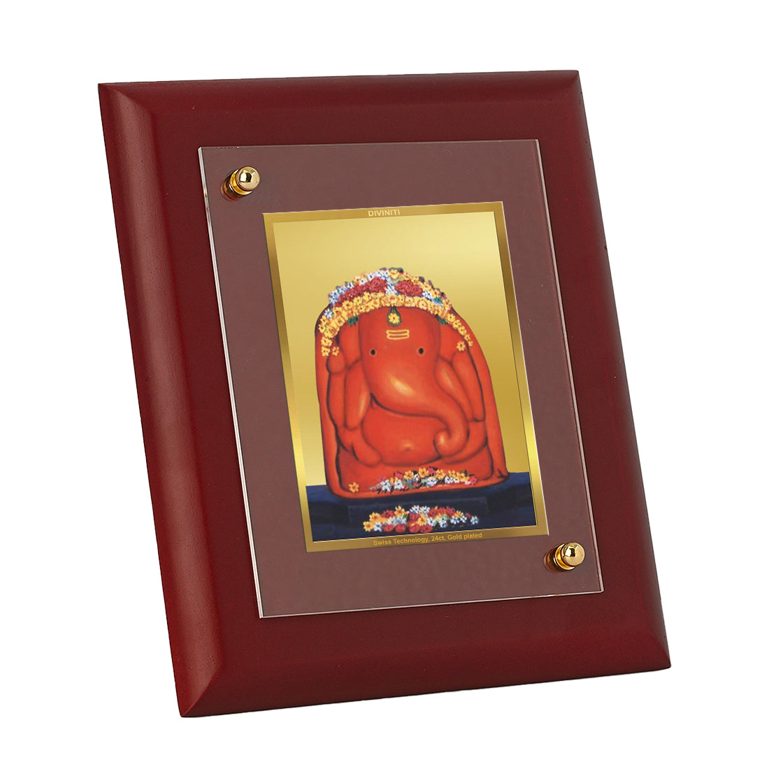 Diviniti 24K Gold Plated Shree Vighneshwara Photo Frame For Home Decor Showpiece, Wall Decor, Table Tops (16 x 13 CM)