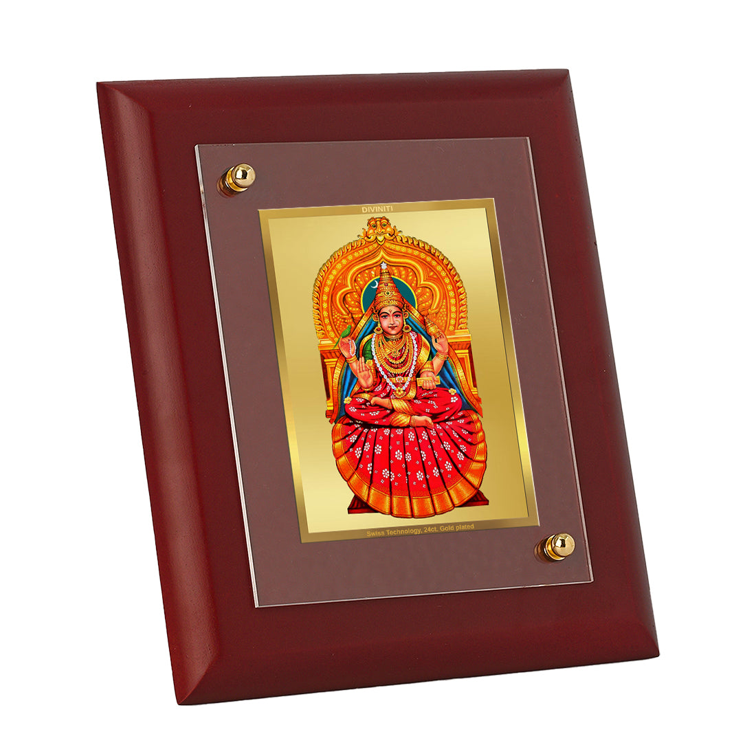 Diviniti 24K Gold Plated Sharda Mata Photo Frame For Home Decor, Wall Decor, Table Tops, Gift (16 x 13 CM)