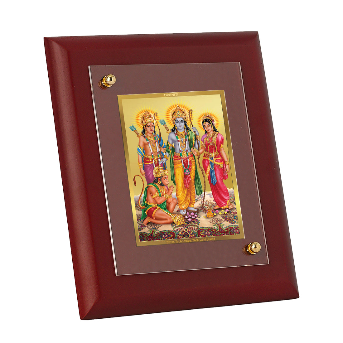 Diviniti 24K Gold Plated Ram Darbar Photo Frame For Home Decor Showpiece, Wall Decor, Table, Puja, Gift (16 x 13 CM)