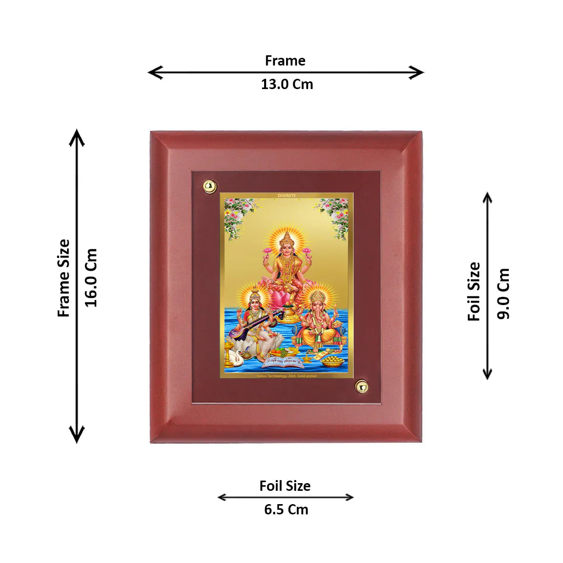 Diviniti 24K Gold Plated MDF Photo Frame For Home Decor, Table Tops, Puja Room, Gift