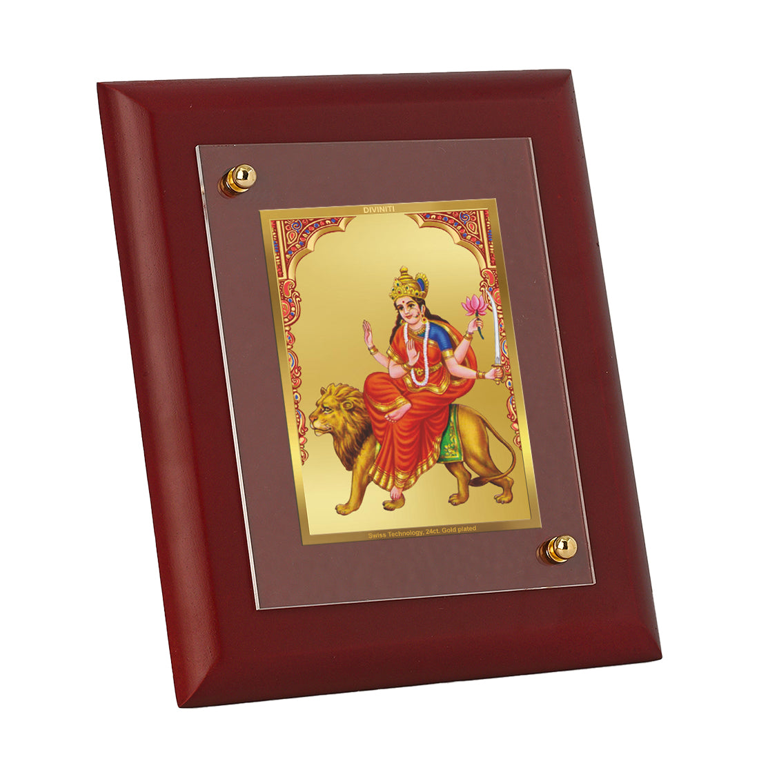 Diviniti 24K Gold Plated Katyani Mata Photo Frame For Home Decor, Wall Hanging, Festival Gift (16 x 13 CM)