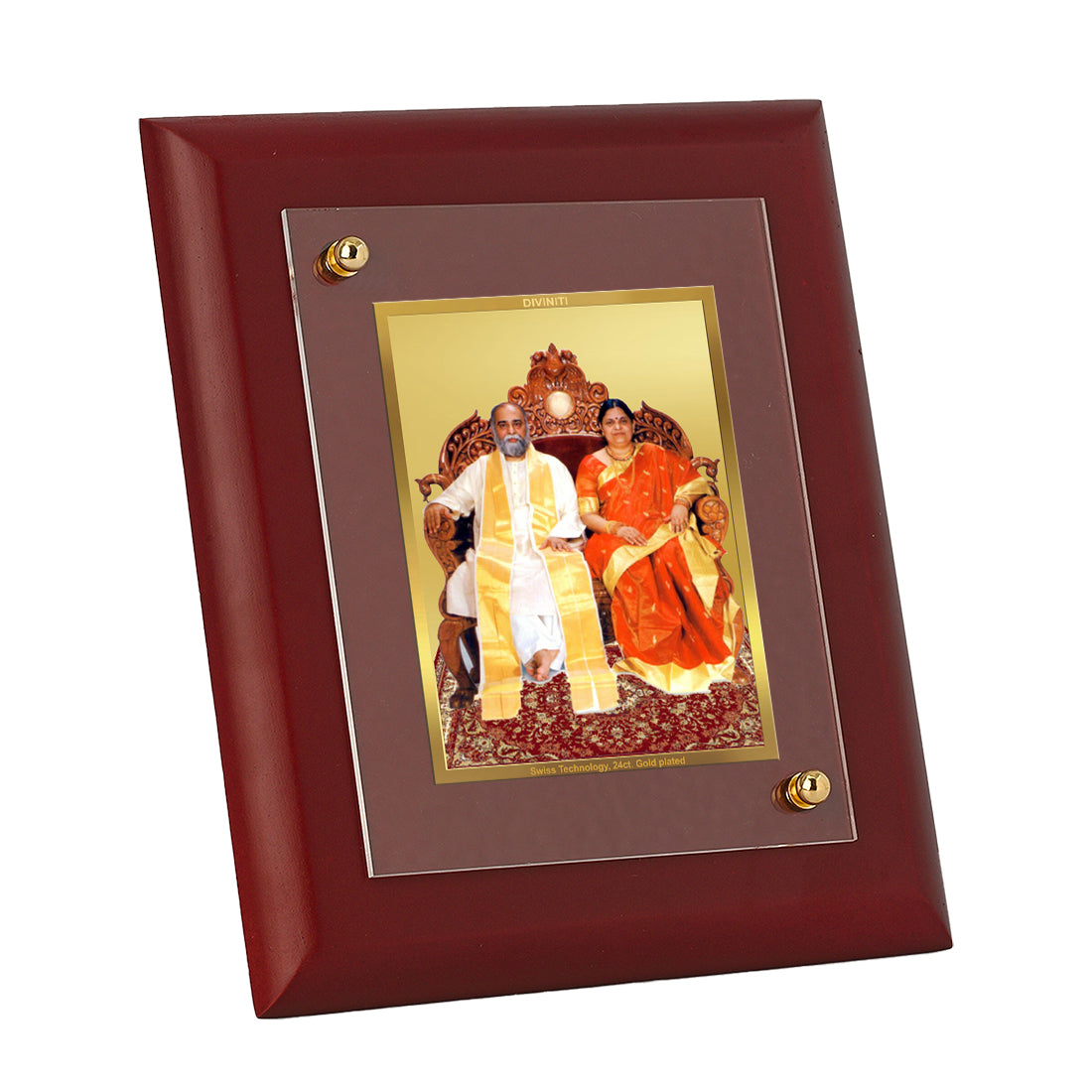Diviniti 24K Gold Plated Shanti Amman Photo Frame For Home Decor Showpiece, Wall Decor, Table Tops (16 x 13 CM)