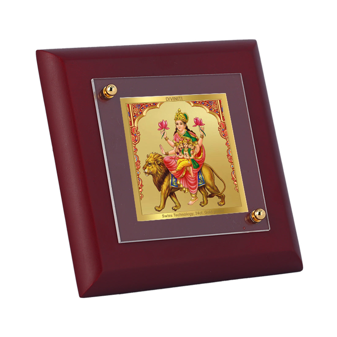 Diviniti 24K Gold Plated Skandamata Photo Frame For Home Decor, Table Tops, Puja, Festival Gift (10 x 10 CM)