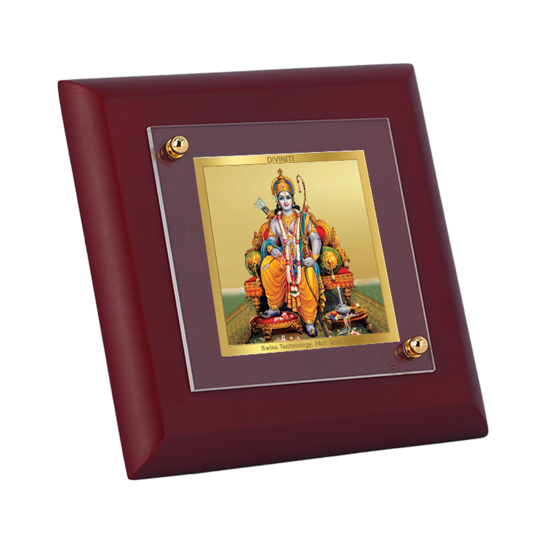 Diviniti 24K Gold Plated Lord Ram Photo Frame For Home Decor Showpiece, Table Tops, Puja, Gift (10 x 10 CM)