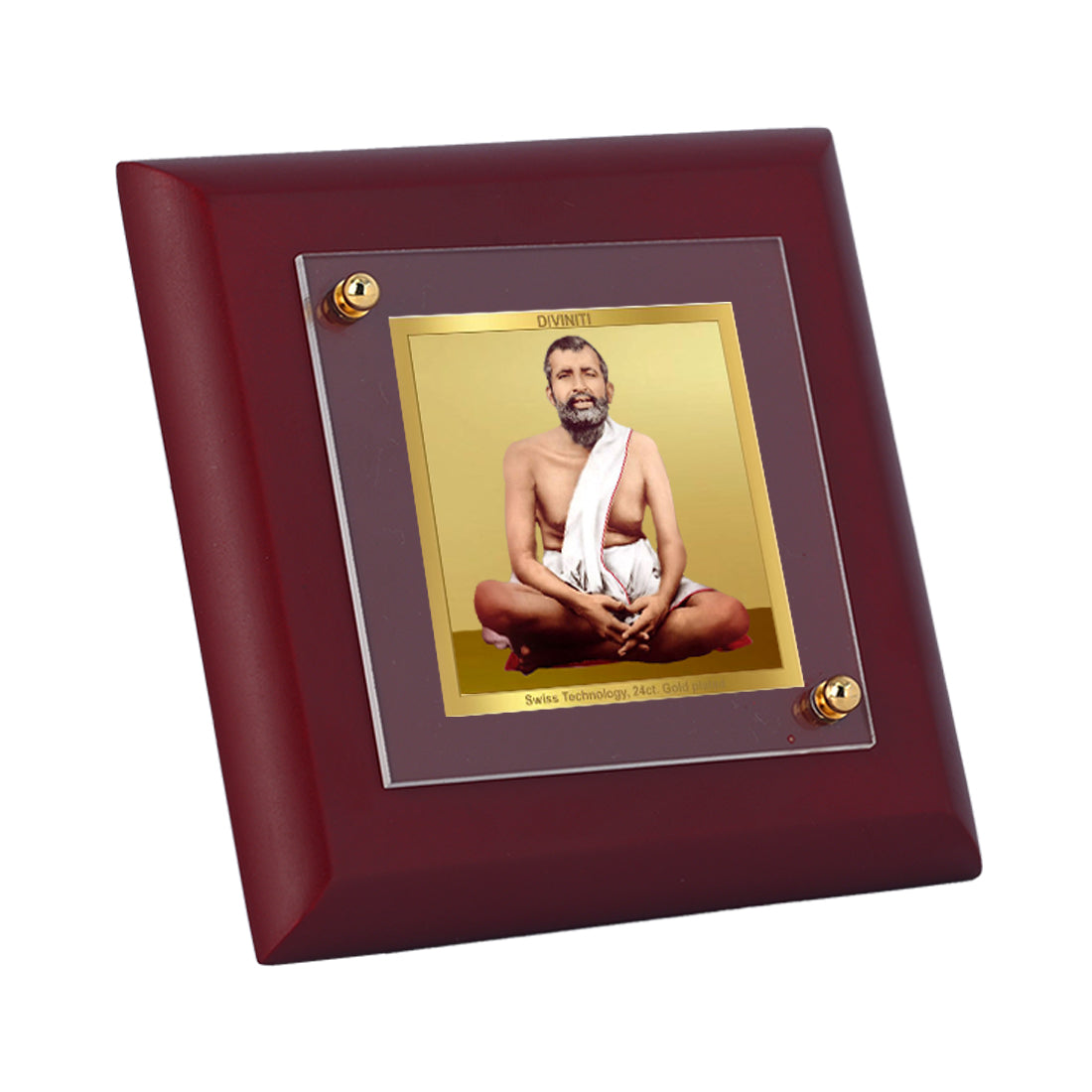 Diviniti 24K Gold Plated Ramakrishna Photo Frame For Home Decor, Table Tops, Gift (10 x 10 CM)