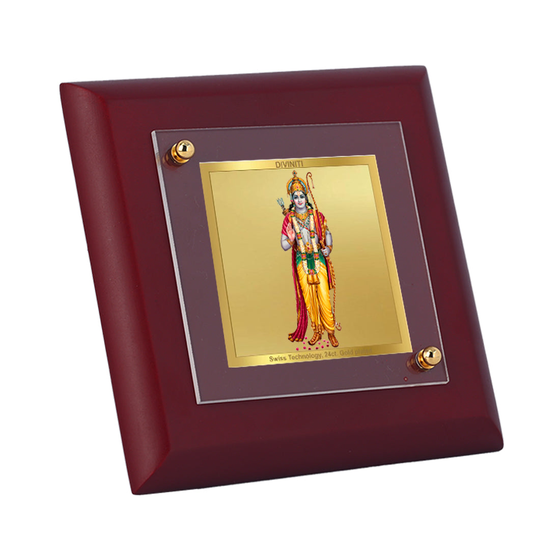 Diviniti 24K Gold Plated Ram Ji Photo Frame For Home Decor, Table Top, Puja Room, Prosperity, Gift (10 x 10 CM)