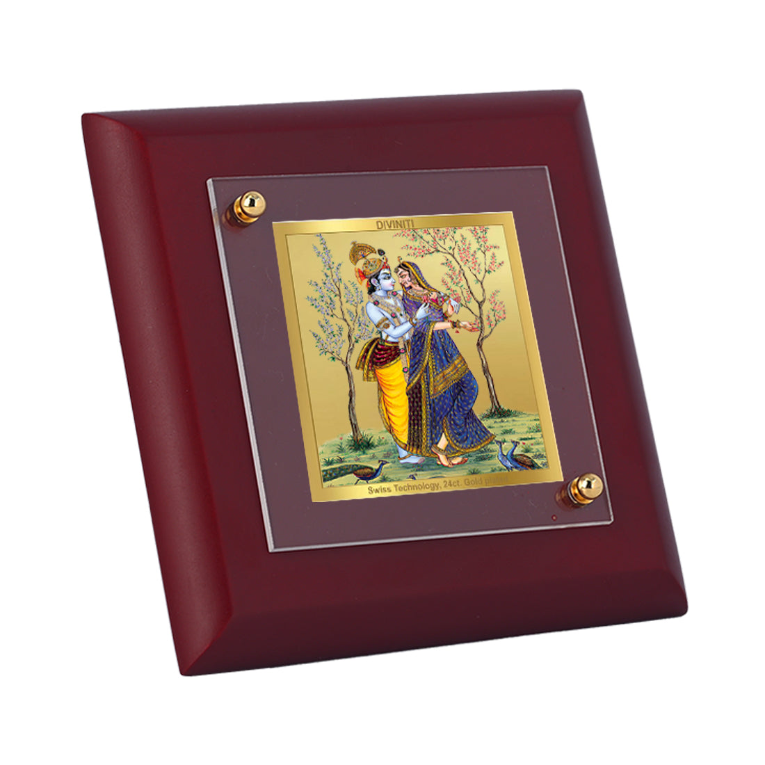 Diviniti 24K Gold Plated Radha Krishna Photo Frame For Home Decor, Table, Puja Room, Festival & Gift (10 x 10 CM)
