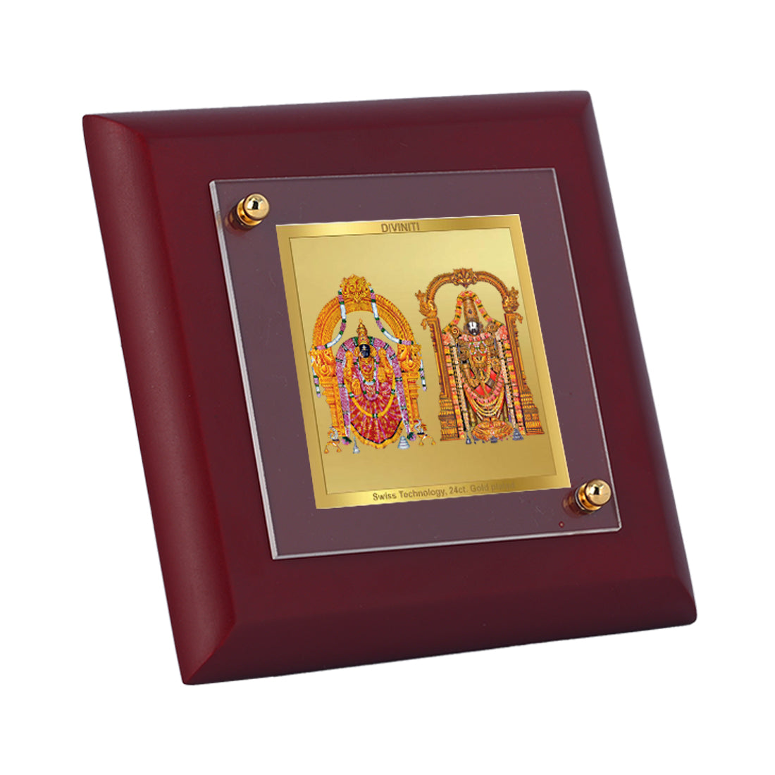 Diviniti 24K Gold Plated Padmavathi Balaji Photo Frame For Home Decor, Worship, Table Tops & Gift (10 x 10 CM)