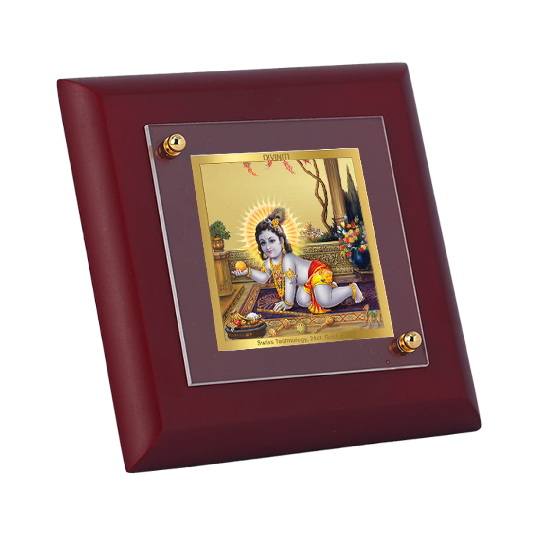 Diviniti 24K Gold Plated Laddu Gopal Photo Frame For Home Decor, Table Tops, Housewarming Gift (10 x 10 CM)