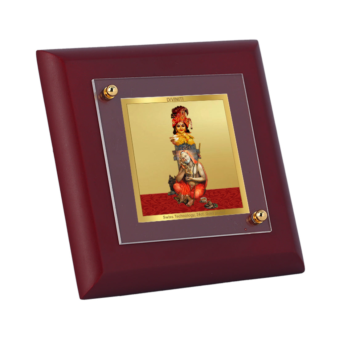 Diviniti 24K Gold Plated Krishna Raghvendra Frame For Home Decor, Table Tops & Gift (10 x 10 CM)