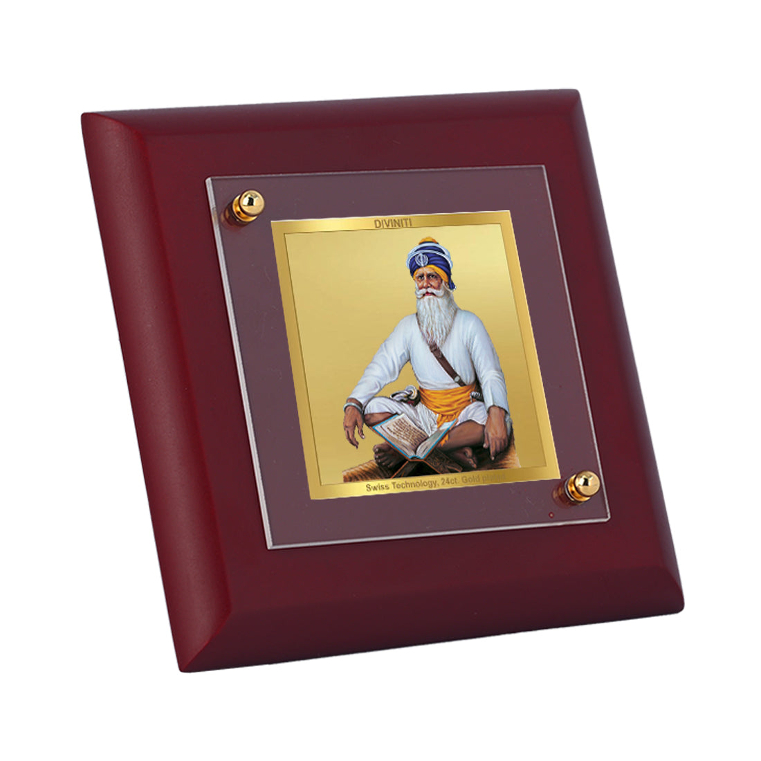 Diviniti 24K Gold Plated Baba Deep Singh Photo Frame For Home Decor, Table Top & Gift (10 x 10 CM)