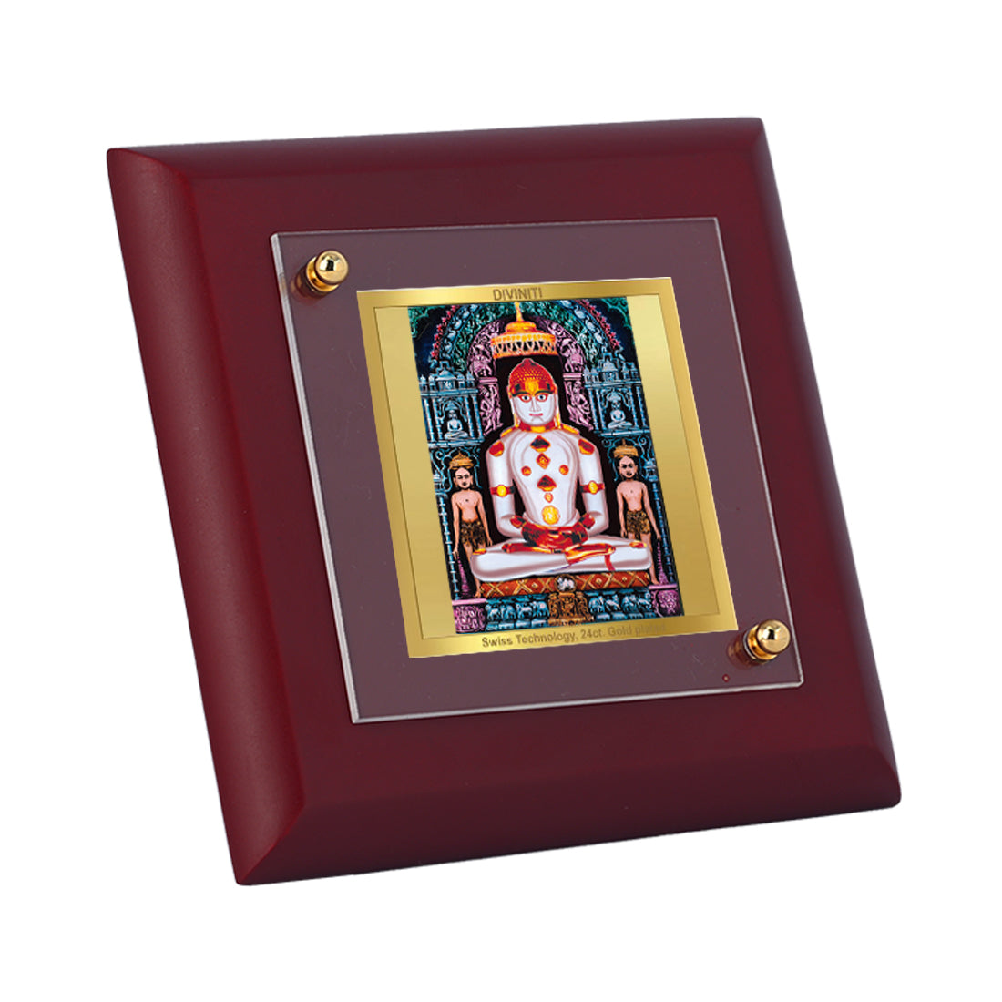 Diviniti 24K Gold Plated Adinath Photo Frame For Home Decor Showpiece, Table Tops, Prayer, Gift (10 x 10 CM)