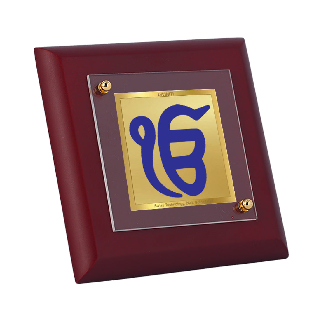 Diviniti 24K Gold Plated Ik Onkar Frame For Home Decor Showpiece, Table & Festival Gift (10 x 10 CM)