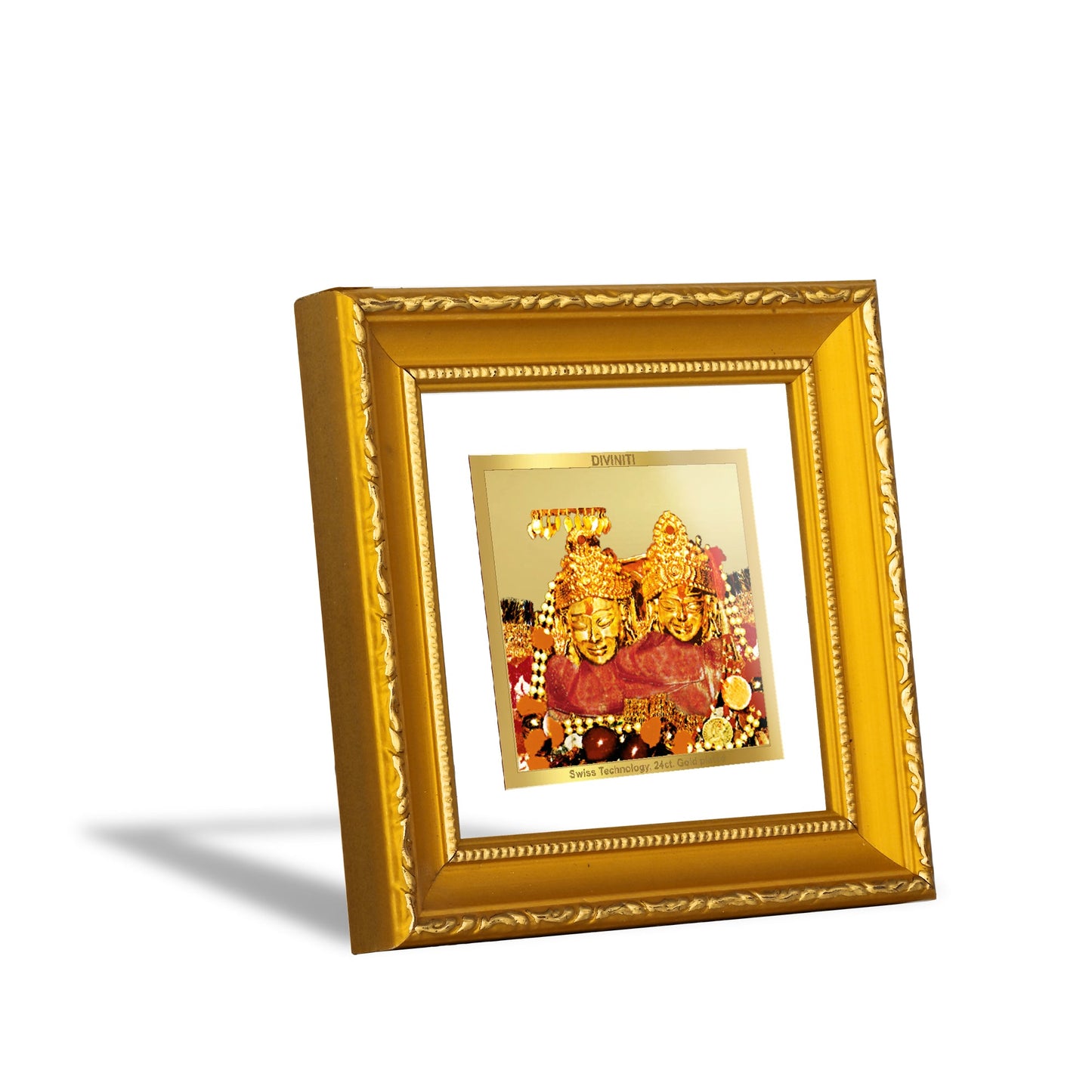 DIVINITI Maa Shoolini 24K Gold Plated Photo Frame For Living Room, Puja Room, Gift (10 X 10 CM)