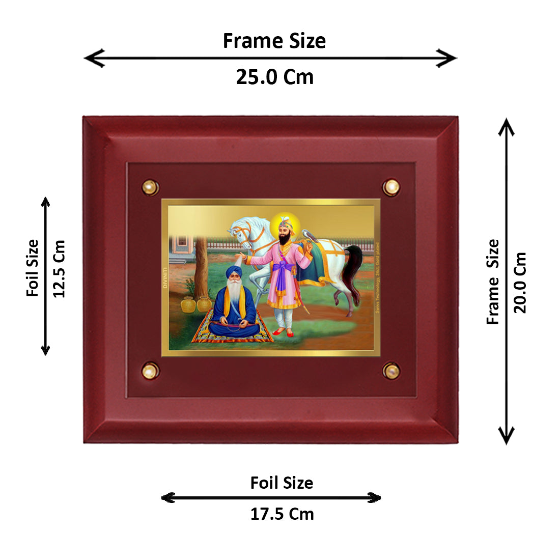 DIVINITI Guru Gobind Singh Nidan Singh Gold-Plated Wall Photo Frame| MDF 2.5 Wooden Wall Frame with 24K Gold-Plated Foil| Religious Photo Frame Idol For Prayer, Gifts Items (25CMX20CM)