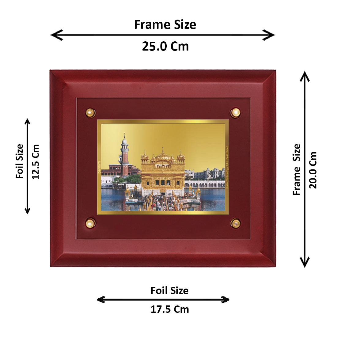 DIVINITI Golden Temple-1 Gold-Plated Wall Photo Frame| MDF 2.5 Wooden Wall Frame with 24K Gold-Plated Foil| Religious Photo Frame Idol For Prayer, Gifts Items (25CMX20CM)