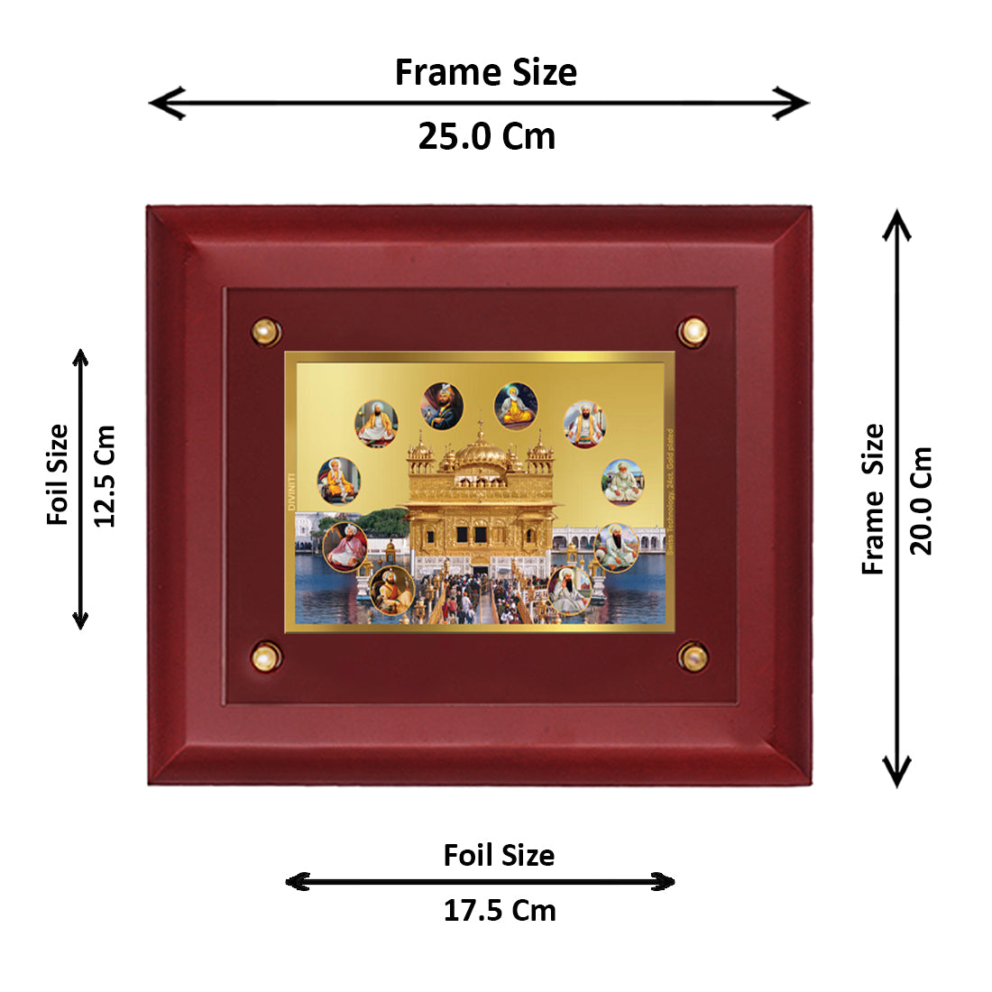 DIVINITI Golden Temple -2 Gold-Plated Wall Photo Frame| MDF 2.5 Wooden Wall Frame with 24K Gold-Plated Foil| Religious Photo Frame Idol For Prayer, Gifts Items (25CMX20CM)