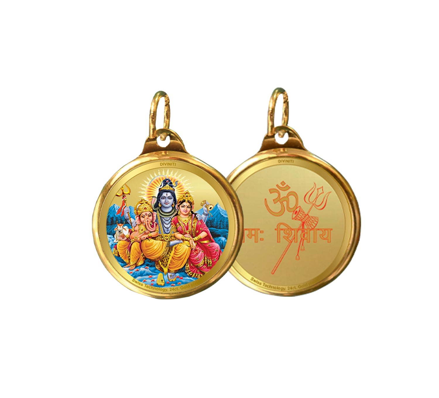Diviniti 24K Double sided Gold Plated Pendant SHIVA OM|28 MM