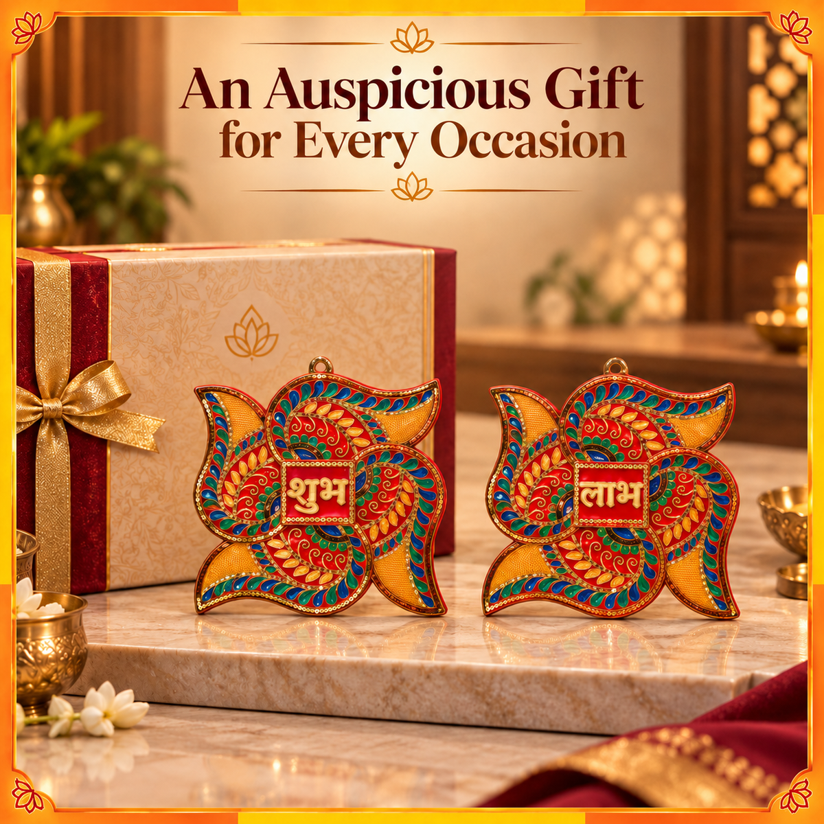 Om Shubh Labh Decorative Pair | Traditional Diwali Door & Home Entrance Décor