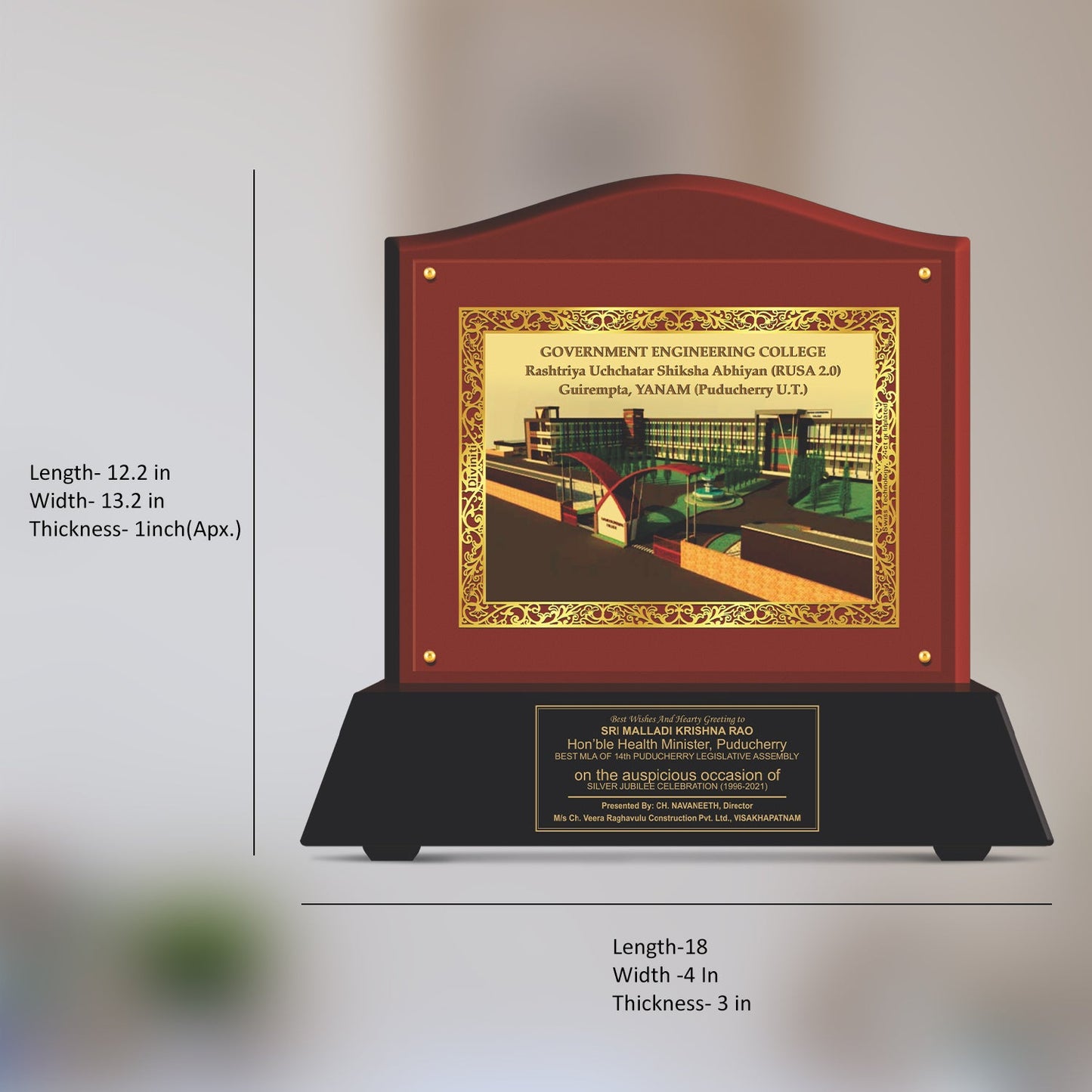24K Gold MDF Memento for Custom Corporate Gifts