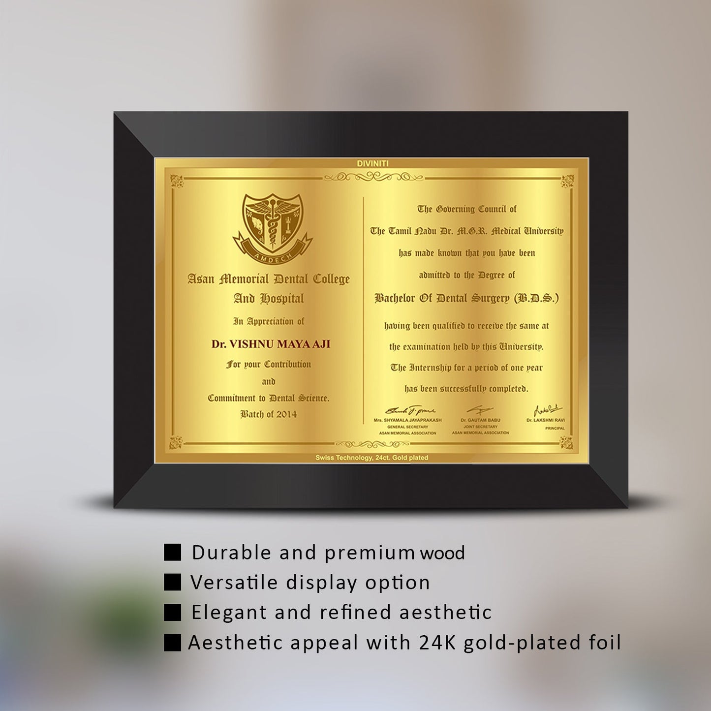 24K Gold Plated Custom Certificate for Students